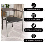 Lot de 2 chaises de salle à manger modernes Kora LeisureMod en similicuir rembourré avec pieds en acier, confortables et élégantes pour salles à manger et cuisines