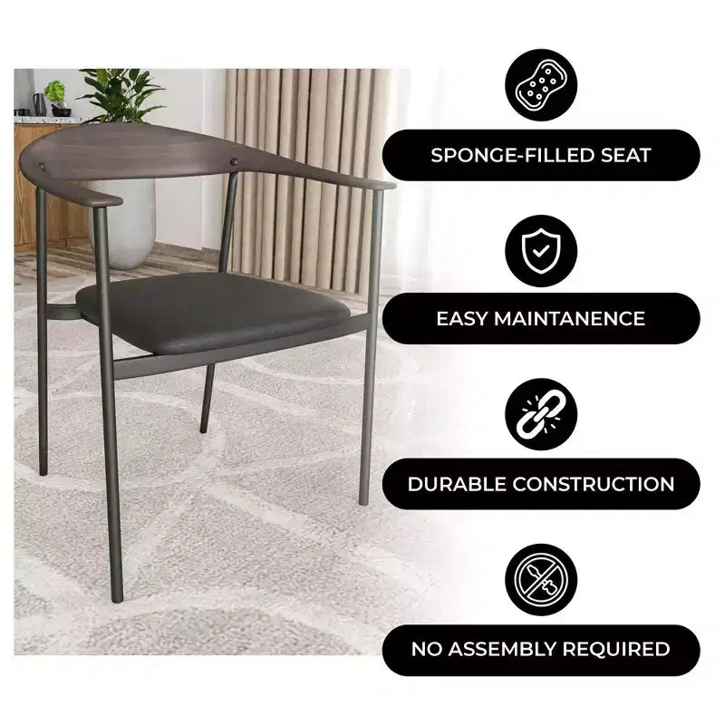 Lot de 2 chaises de salle à manger modernes Kora LeisureMod en similicuir rembourré avec pieds en acier, confortables et élégantes pour salles à manger et cuisines