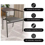 Lot de 2 chaises de salle à manger modernes Kora LeisureMod en similicuir rembourré avec pieds en acier, confortables et élégantes pour salles à manger et cuisines