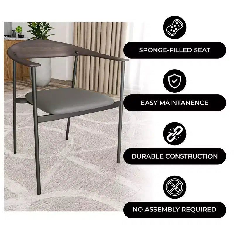 Lot de 2 chaises de salle à manger modernes Kora LeisureMod en similicuir rembourré avec pieds en acier, confortables et élégantes pour salles à manger et cuisines