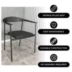 Lot de 2 chaises de salle à manger modernes Kora LeisureMod en similicuir rembourré avec pieds en acier, confortables et élégantes pour salles à manger et cuisines