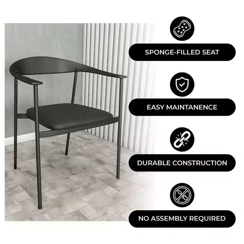 Lot de 2 chaises de salle à manger modernes Kora LeisureMod en similicuir rembourré avec pieds en acier, confortables et élégantes pour salles à manger et cuisines