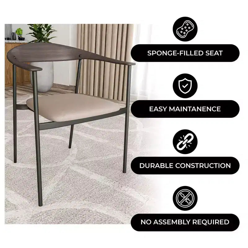Lot de 2 chaises de salle à manger modernes Kora LeisureMod en similicuir rembourré avec pieds en acier, confortables et élégantes pour salles à manger et cuisines