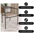 Lot de 2 chaises de salle à manger modernes Kora LeisureMod en similicuir rembourré avec pieds en acier, confortables et élégantes pour salles à manger et cuisines