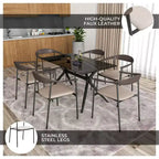 Lot de 2 chaises de salle à manger modernes Kora LeisureMod en similicuir rembourré avec pieds en acier, confortables et élégantes pour salles à manger et cuisines
