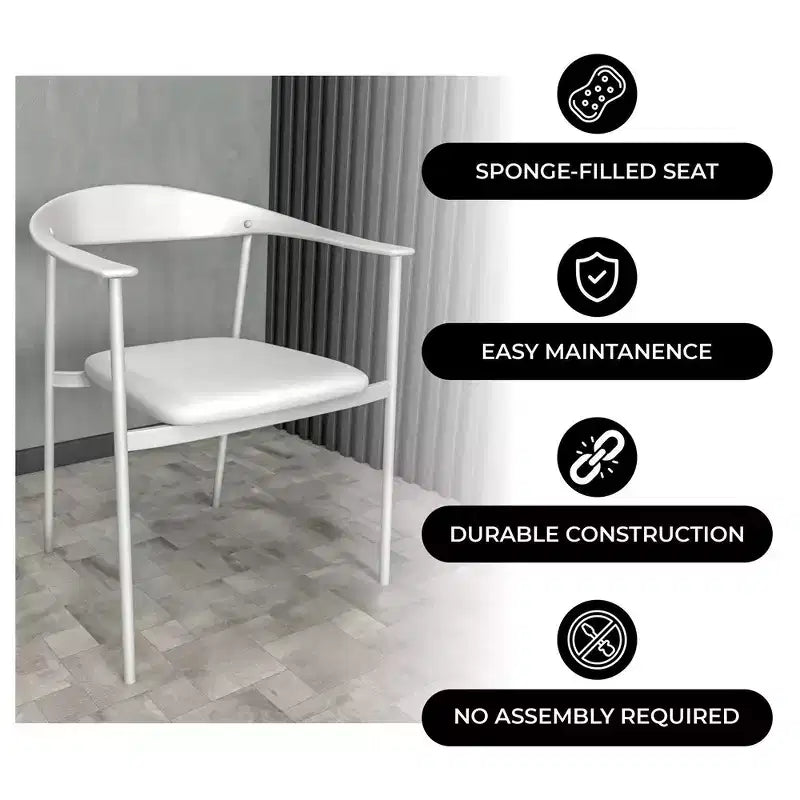 Lot de 2 chaises de salle à manger modernes Kora LeisureMod en similicuir rembourré avec pieds en acier, confortables et élégantes pour salles à manger et cuisines