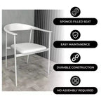 Lot de 2 chaises de salle à manger modernes Kora LeisureMod en similicuir rembourré avec pieds en acier, confortables et élégantes pour salles à manger et cuisines