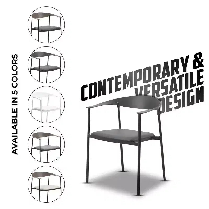 Lot de 2 chaises de salle à manger modernes Kora LeisureMod en similicuir rembourré avec pieds en acier, confortables et élégantes pour salles à manger et cuisines