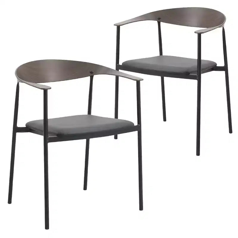 Lot de 2 chaises de salle à manger modernes Kora LeisureMod en similicuir rembourré avec pieds en acier, confortables et élégantes pour salles à manger et cuisines