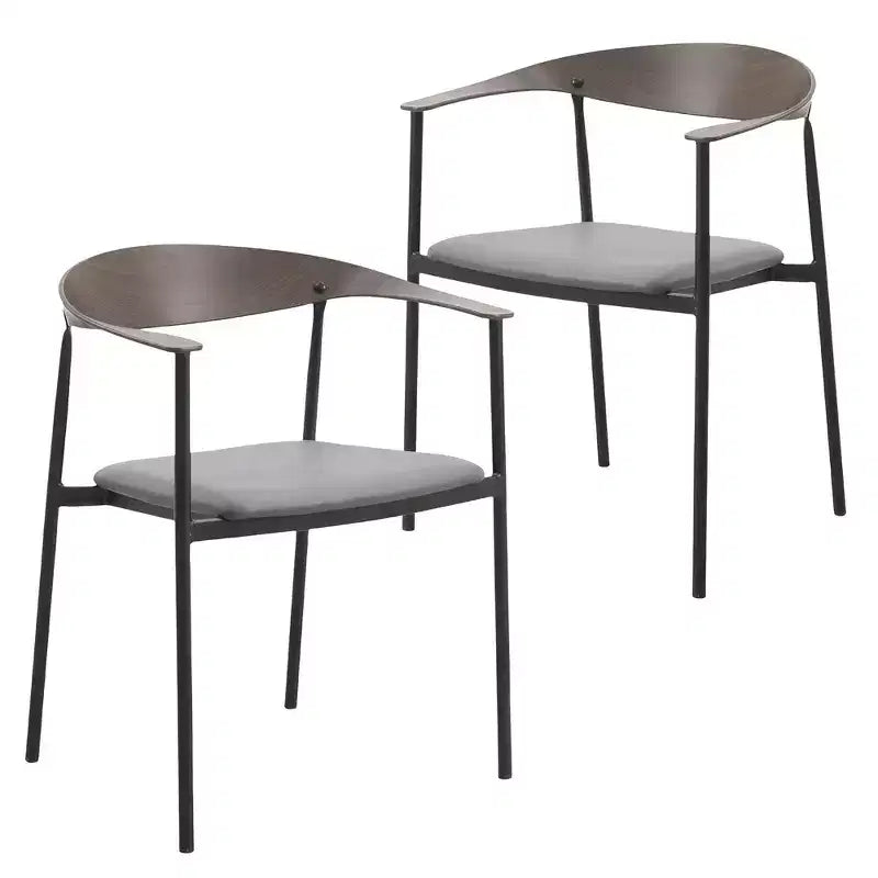 Lot de 2 chaises de salle à manger modernes Kora LeisureMod en similicuir rembourré avec pieds en acier, confortables et élégantes pour salles à manger et cuisines