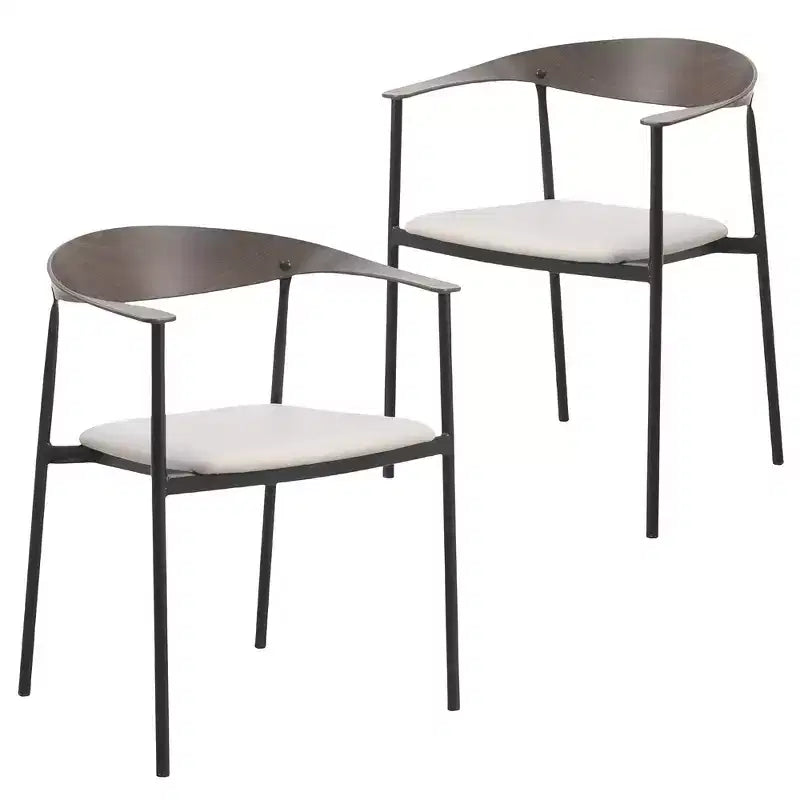 Lot de 2 chaises de salle à manger modernes Kora LeisureMod en similicuir rembourré avec pieds en acier, confortables et élégantes pour salles à manger et cuisines
