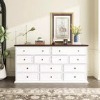 Famapy Large White 12 Drawers Dresser With Brown Top