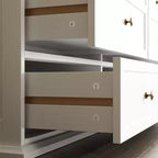 Commode Famapy large blanche à 12 tiroirs avec plateau marron