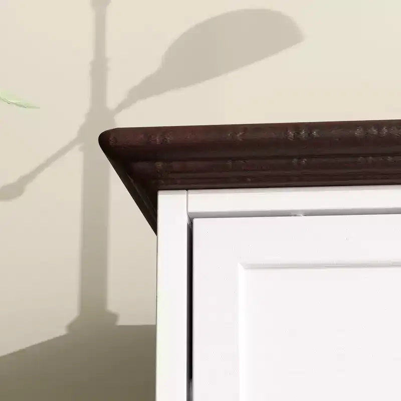 Commode Famapy large blanche à 12 tiroirs avec plateau marron