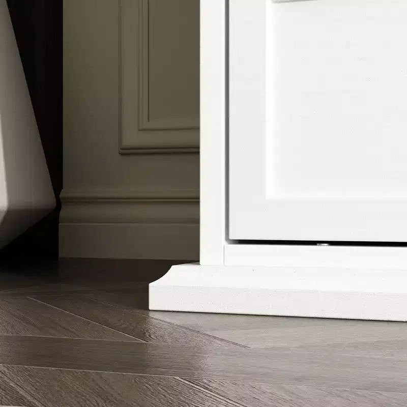 Commode Famapy large blanche à 12 tiroirs avec plateau marron