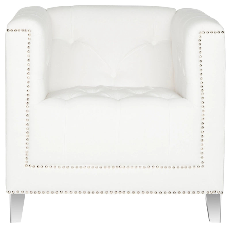 SAFAVIEH Kamilah Fauteuil club blanc/transparent - 31,9 x 33,9 x 29,9 - 32Lx34Px30H