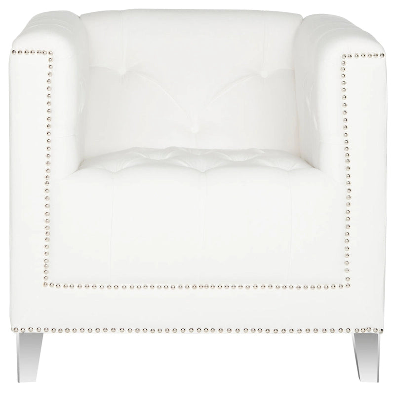 SAFAVIEH Kamilah Fauteuil club blanc/transparent - 31,9 x 33,9 x 29,9 - 32Lx34Px30H