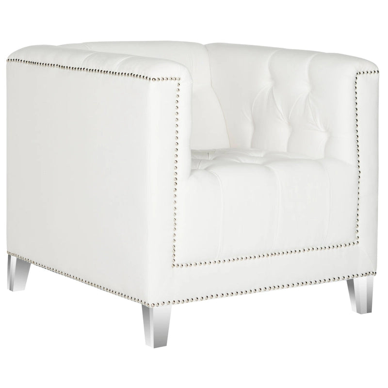 SAFAVIEH Kamilah Fauteuil club blanc/transparent - 31,9 x 33,9 x 29,9 - 32Lx34Px30H