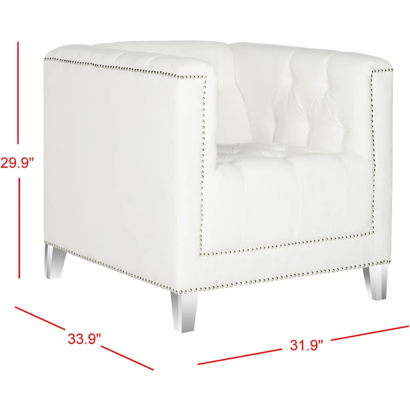 SAFAVIEH Kamilah Fauteuil club blanc/transparent - 31,9 x 33,9 x 29,9 - 32Lx34Px30H