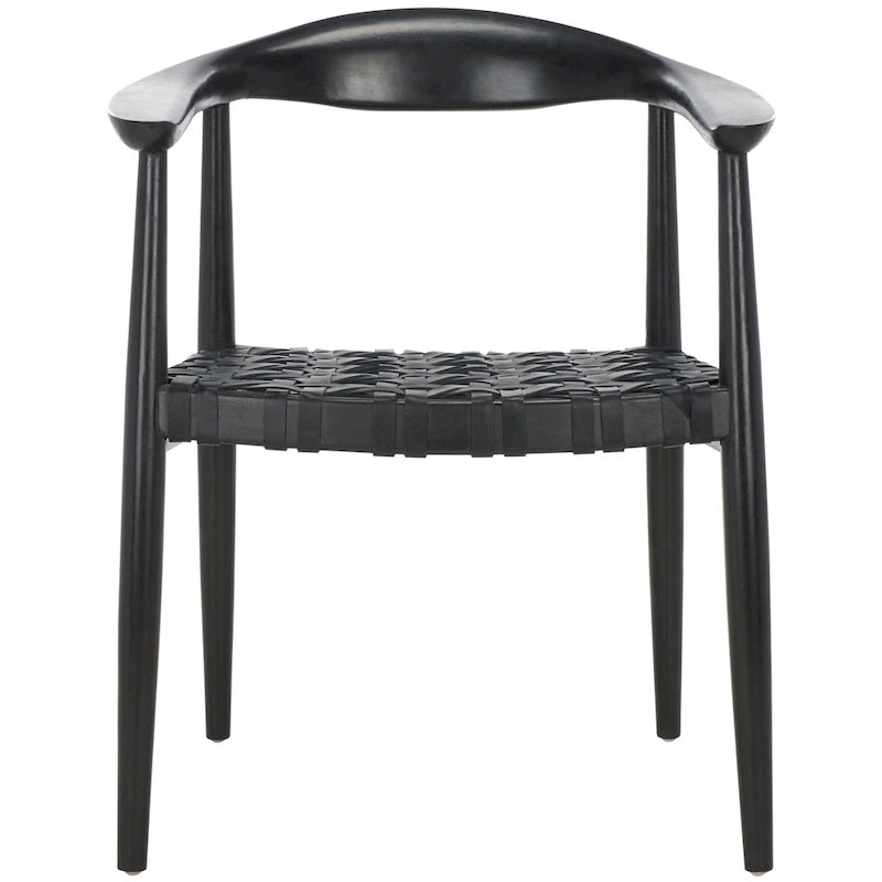 SAFAVIEH Birtie - Fauteuil d'appoint en cuir tressé et bois massif (entièrement assemblé) - L63,5 x P55,9 x H55,9 cm - 25l.x22P.x22H.