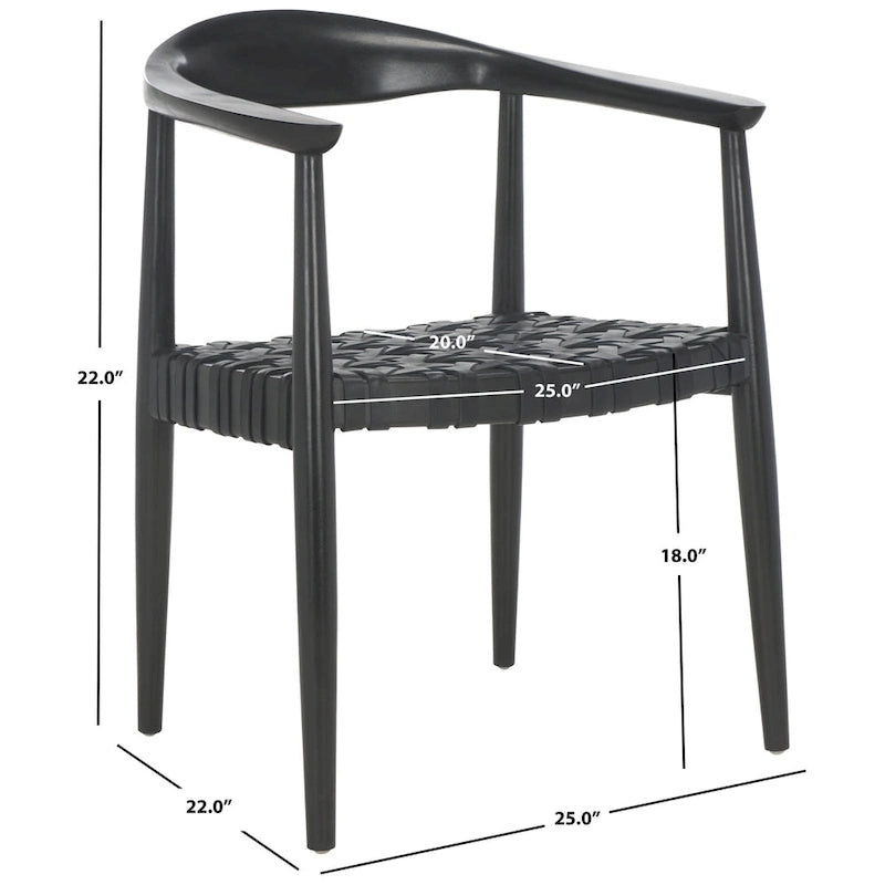 SAFAVIEH Birtie - Fauteuil d'appoint en cuir tressé et bois massif (entièrement assemblé) - L63,5 x P55,9 x H55,9 cm - 25l.x22P.x22H.