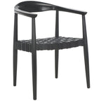 SAFAVIEH Birtie Woven Leather & Solid Wood Accent Chair (Fully Assembled) - W25 x D22 x H22 - 25Wx22Dx22H