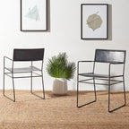 SAFAVIEH Bernardine Leather Dining Chair (Set of 2) - 21.7 W x 19.7 L x 31.9 H - 22Wx20Dx32H