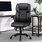 Chaise de bureau inclinable en cuir Hoffree, fauteuil ergonomique pivotant avec soutien lombaire à bouton et accoudoir