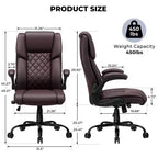 Chaise de bureau inclinable en cuir Hoffree, fauteuil ergonomique pivotant avec soutien lombaire à bouton et accoudoir