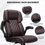 Chaise de bureau inclinable en cuir Hoffree, fauteuil ergonomique pivotant avec soutien lombaire à bouton et accoudoir