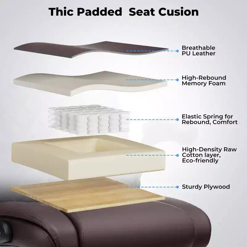 Chaise de bureau inclinable en cuir Hoffree, fauteuil ergonomique pivotant avec soutien lombaire à bouton et accoudoir