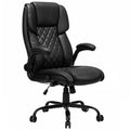 Hoffree Leather Reclining Office Chair Ergonomic Swivel Chair with Knob Lumbar Support & Armrest
