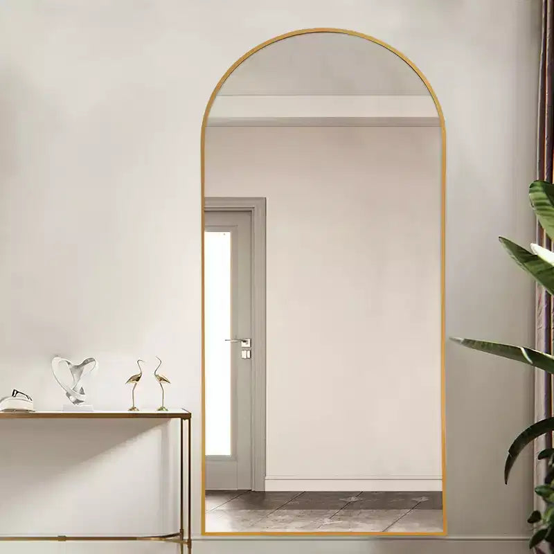 Dovelina Miroir sur pied en métal avec cadre moderne, miroir pleine longueur, miroir mural, miroir à poser