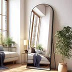 Dovelina Miroir sur pied en métal avec cadre moderne, miroir pleine longueur, miroir mural, miroir à poser