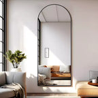 Dovelina Miroir sur pied en métal avec cadre moderne, miroir pleine longueur, miroir mural, miroir à poser