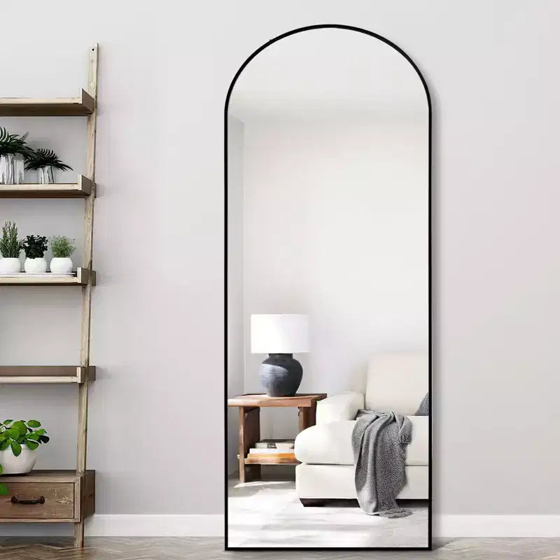 Dovelina Miroir sur pied en métal avec cadre moderne, miroir pleine longueur, miroir mural, miroir à poser