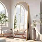Dovelina Miroir sur pied en métal avec cadre moderne, miroir pleine longueur, miroir mural, miroir à poser