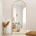 Dovelina Miroir sur pied en métal avec cadre moderne, miroir pleine longueur, miroir mural, miroir à poser