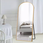 Dovelina Miroir sur pied en métal avec cadre moderne, miroir pleine longueur, miroir mural, miroir à poser