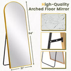 Dovelina Miroir sur pied en métal avec cadre moderne, miroir pleine longueur, miroir mural, miroir à poser