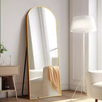 Dovelina Miroir sur pied en métal avec cadre moderne, miroir pleine longueur, miroir mural, miroir à poser