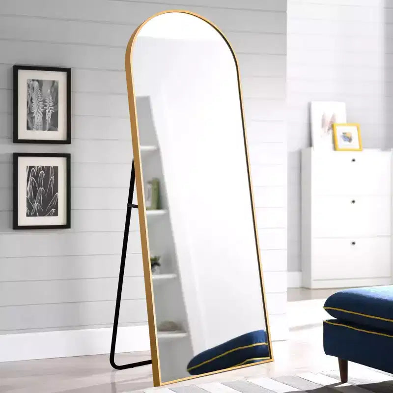 Dovelina Miroir sur pied en métal avec cadre moderne, miroir pleine longueur, miroir mural, miroir à poser
