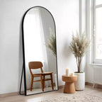 Dovelina Miroir sur pied en métal avec cadre moderne, miroir pleine longueur, miroir mural, miroir à poser