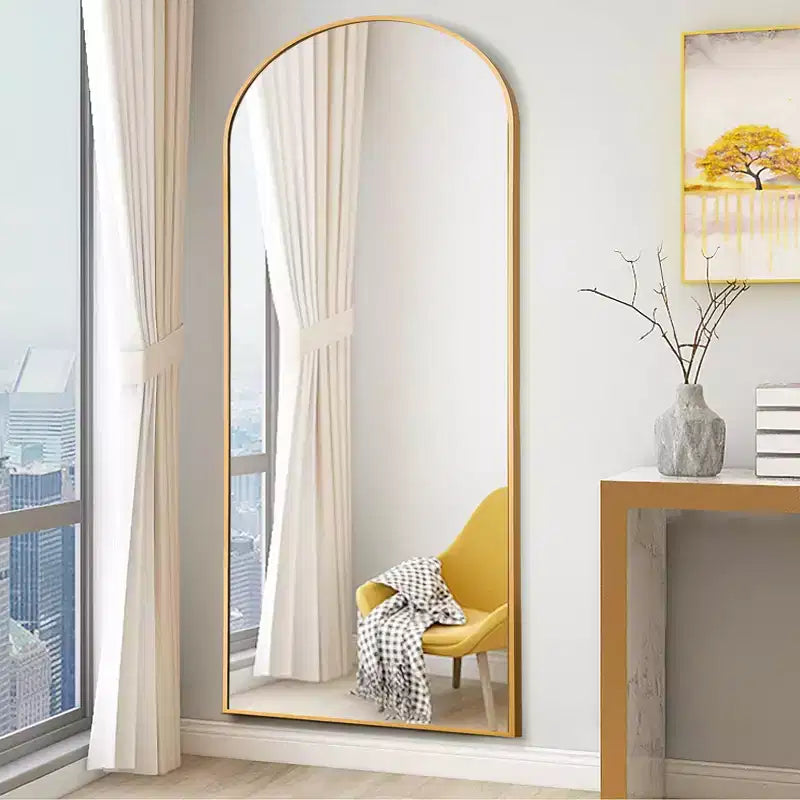 Dovelina Miroir sur pied en métal avec cadre moderne, miroir pleine longueur, miroir mural, miroir à poser