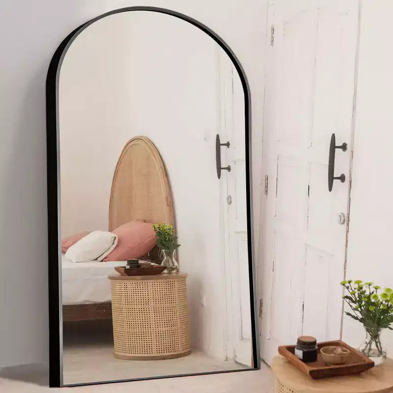 Dovelina Miroir sur pied en métal avec cadre moderne, miroir pleine longueur, miroir mural, miroir à poser