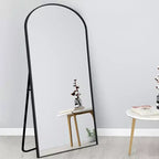 Dovelina Miroir sur pied en métal avec cadre moderne, miroir pleine longueur, miroir mural, miroir à poser