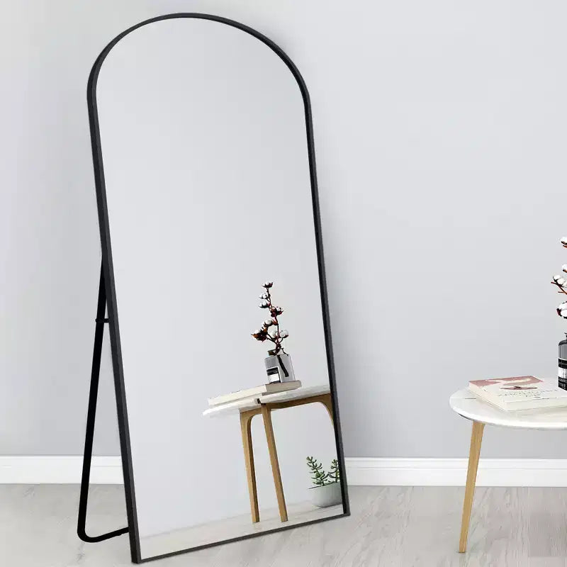 Dovelina Miroir sur pied en métal avec cadre moderne, miroir pleine longueur, miroir mural, miroir à poser