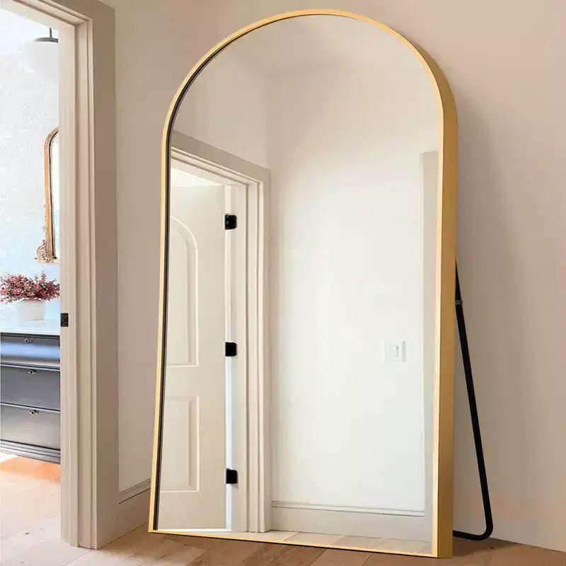 Dovelina Miroir sur pied en métal avec cadre moderne, miroir pleine longueur, miroir mural, miroir à poser