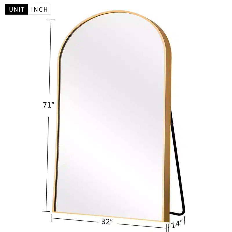 Dovelina Miroir sur pied en métal avec cadre moderne, miroir pleine longueur, miroir mural, miroir à poser