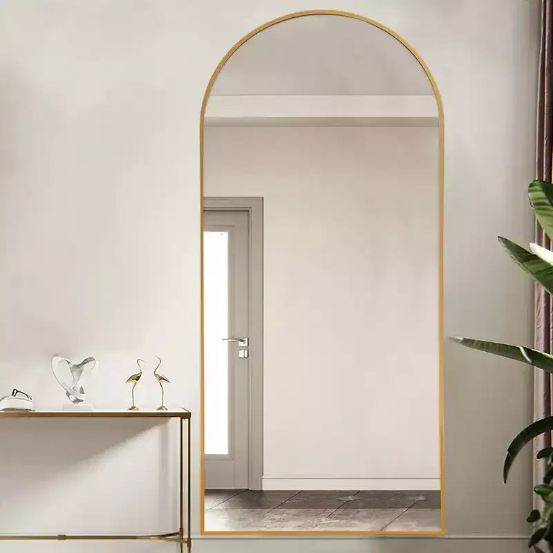 Dovelina Miroir sur pied en métal avec cadre moderne, miroir pleine longueur, miroir mural, miroir à poser